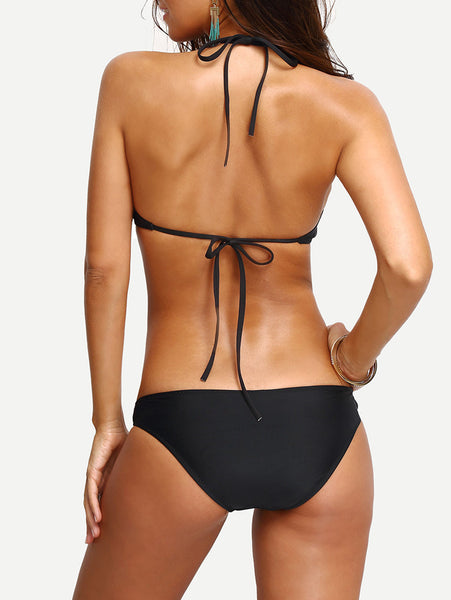 Halter Macrame Neck Bikini Set